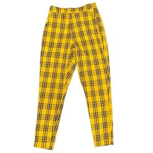 Hot Topic Yellow Goth 90s Party Ska Punk concert Plaid Pants Women's XS
